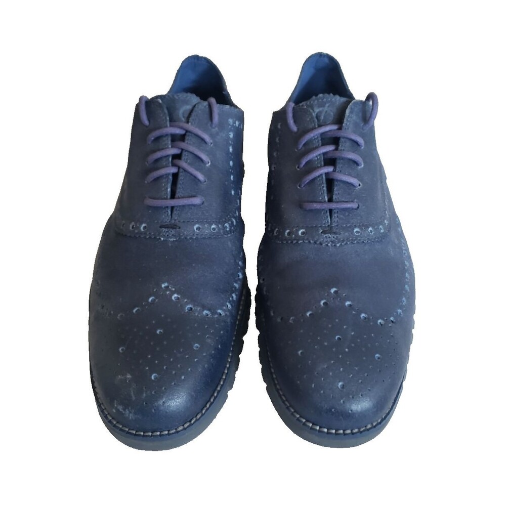Cole Haan Zerogrand Wing Ox Blue Leather Wingtip Brogue Oxford Shoes Men's 11.5M - Picture 4 of 11